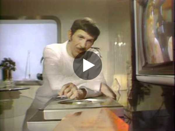 Leonard Nimoy demonstrates the Magnavision LaserDisc Player