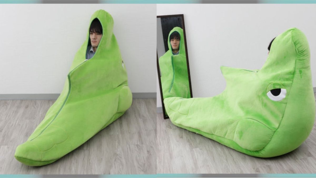 Find some chill with this human-sized Metapod sack pod cocoon thing