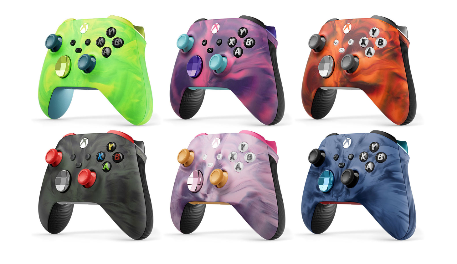 Six controllers with six different new Vapour style finishes.