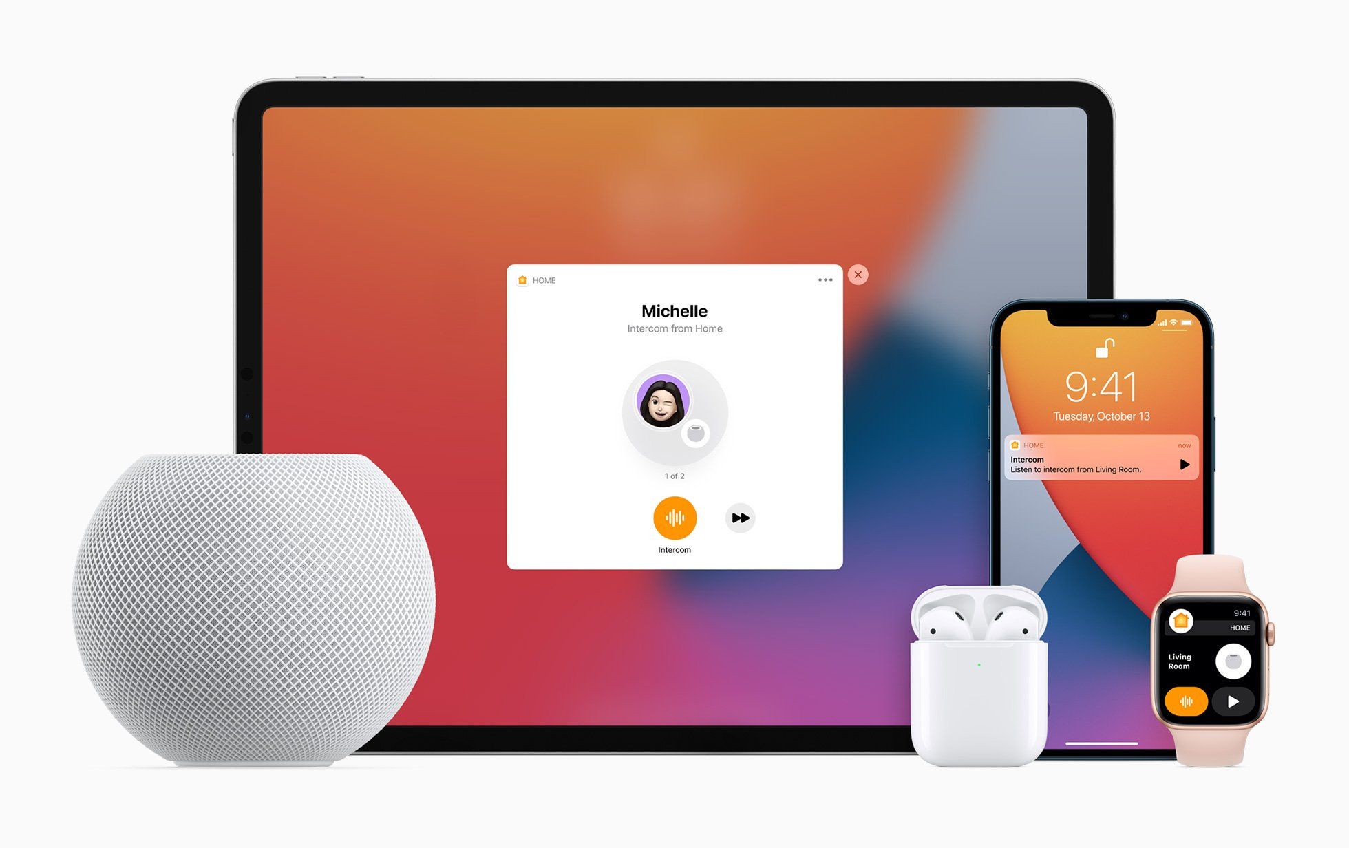 Apple family of devices with HomePod Mini